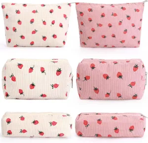 EIMMBD Makeup Bags 6 Pieces Set Large Capacity Cosmetic Bag Travel Toiletry Bag Organizer Cute Strawberry Makeup Bag Pouch Storage Bag for Women