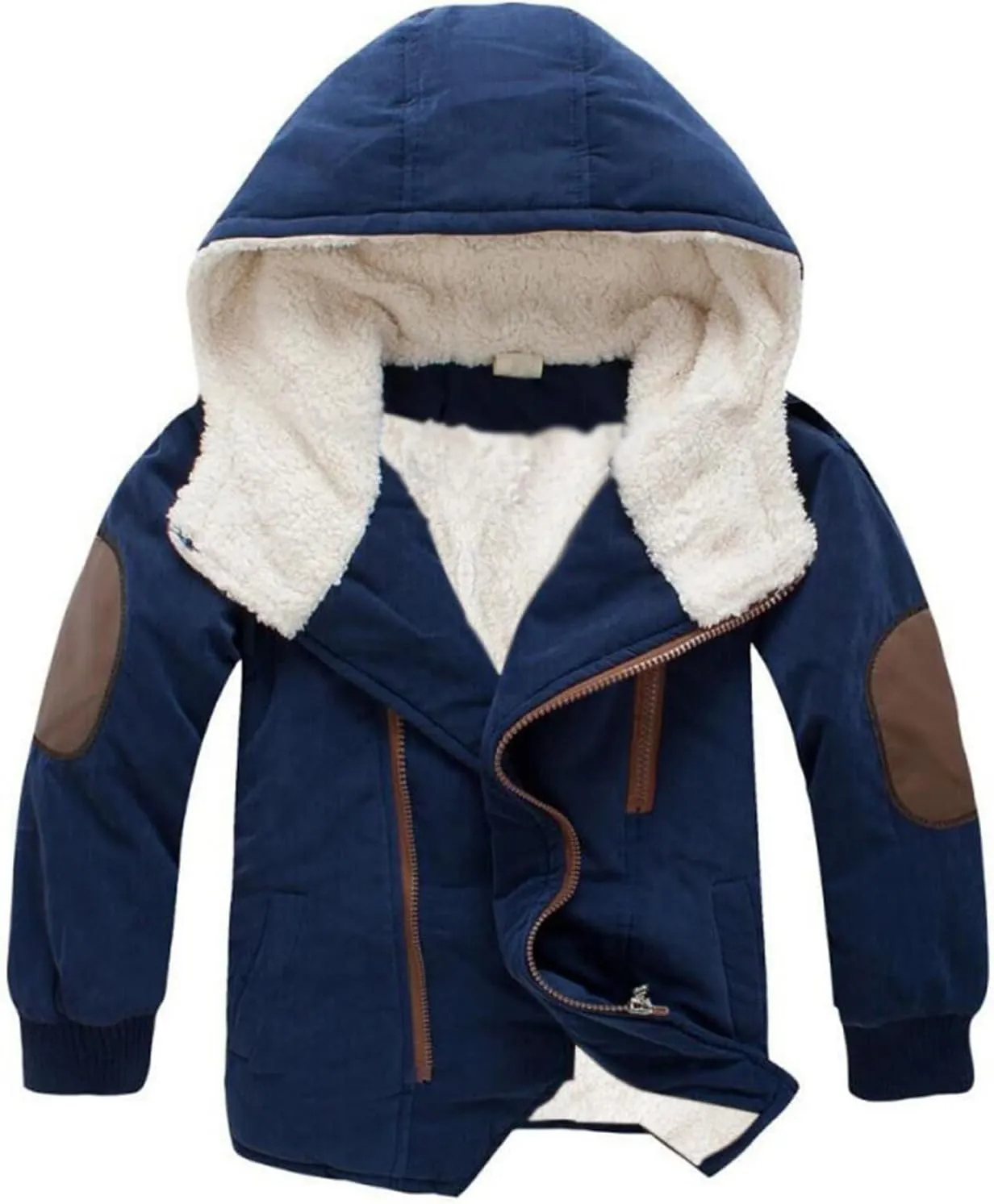 EISHOW Kids Boys Warm Thick Jackets Hooded Cotton Fleece Parka Coat Children Winter Zipper Outerwear