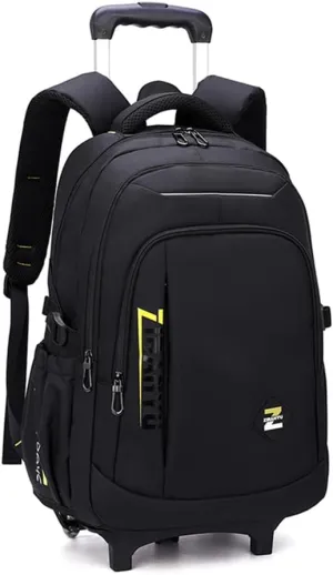 EKUIZAI Solid Color Trolley Backpack Schoolbag for Middle School Students Elementary Rolling Bag Daypack for Teen Boys