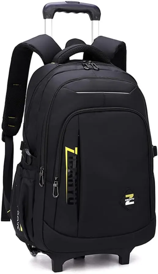 EKUIZAI Solid Color Trolley Backpack Schoolbag for Middle School Students Elementary Rolling Bag Daypack for Teen Boys