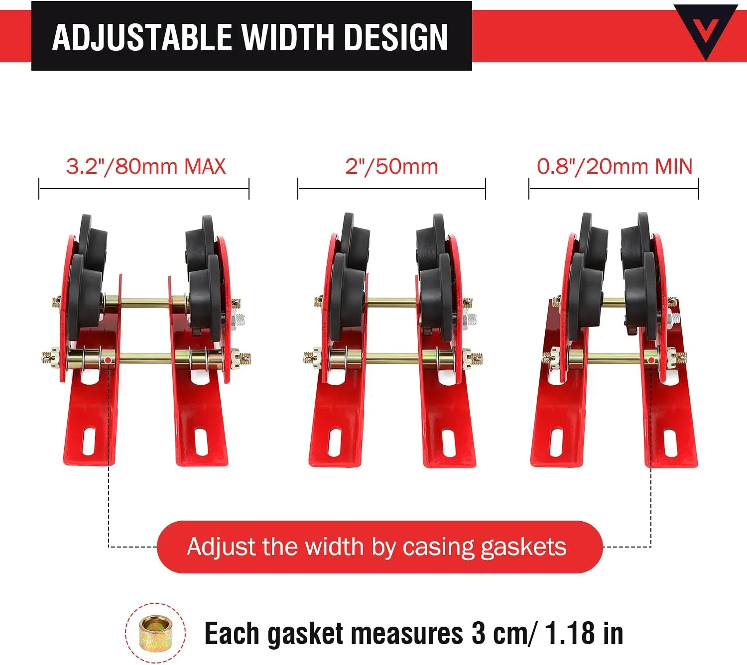 Electric Hoist Manual Trolley 1Ton Heavy Duty 2205LBS Capacity for PA600 to PA1000 Hoist Push Geared Overhead Dual Wheels I Beam Trolley, 2.68in - 4.33in Adjustable Flange for Lifting