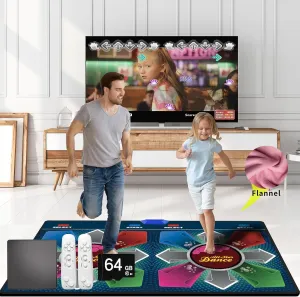 Electronic Dance mat for Kids and Adults, 64G Memory Card, 75 Music 899 Games and Videos 650 Songs,Fitness Dance Games, Gift for Boys and Girls for TV;Premium Flannel Material (Rainbow Rhythm)