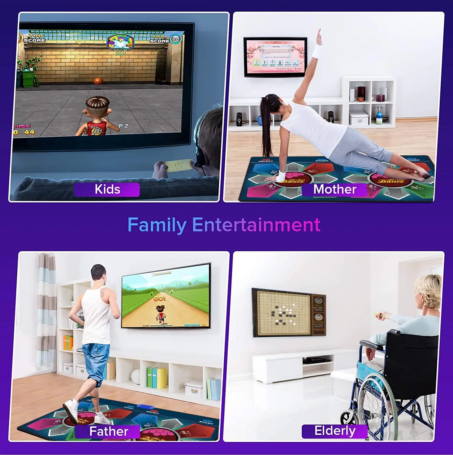 Electronic Dance mat for Kids and Adults, 64G Memory Card, 75 Music 899 Games and Videos 650 Songs,Fitness Dance Games, Gift for Boys and Girls for TV;Premium Flannel Material (Rainbow Rhythm)