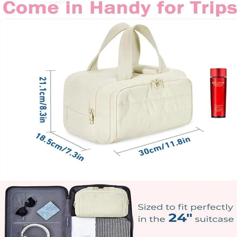 Elouva Toiletry Bag, Large Capacity Wide-Open Travel Cosmetic Bag, 4-in-1 Multi-Functional Lightweight Makeup Bags for Women with Handle for Accessories, Essentials, Toiletries (Blue)