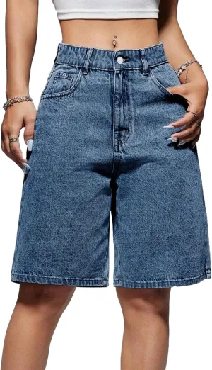 EMMIOL Women Jorts Baggy Jeans Jorts Outfits Mid-Low Waisted Denim Y2K Shorts Summer Hot Short Pants Streetwear