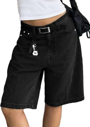 EMMIOL Women Jorts Baggy Jeans Jorts Outfits Mid-Low Waisted Denim Y2K Shorts Summer Hot Short Pants Streetwear