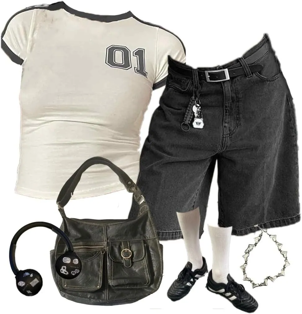 EMMIOL Women Jorts Baggy Jeans Jorts Outfits Mid-Low Waisted Denim Y2K Shorts Summer Hot Short Pants Streetwear