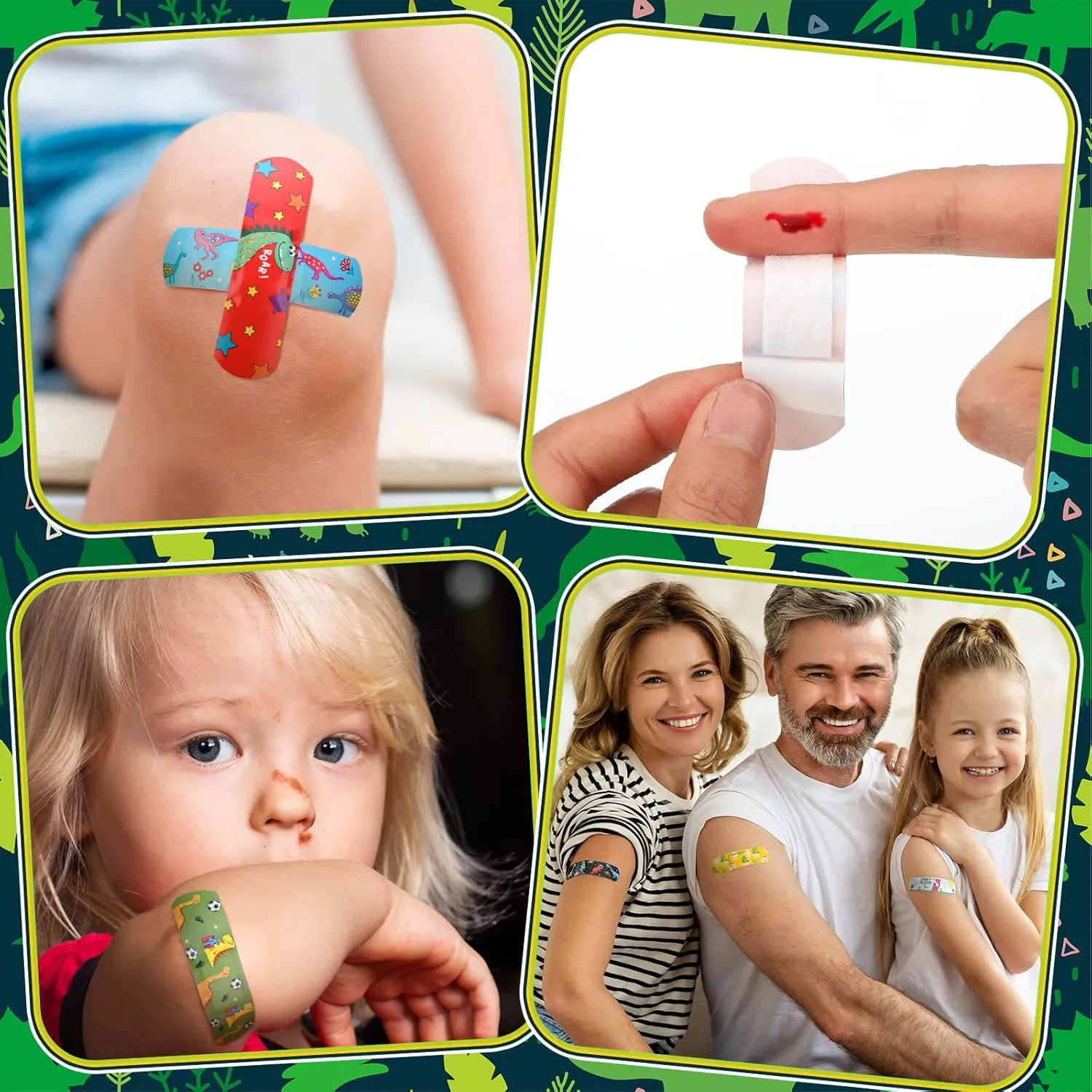 Estune 300 Pcs Kids Bandages Bulk Dinosaur 15 Styles Fun Children's Adhesive Colorful PE Flexible Cute Cartoon Dinosaur Bandages Variety Pack for Kids Boys Girls Students School Classroom