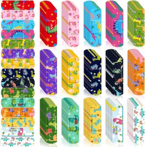 Estune 300 Pcs Kids Bandages Bulk Dinosaur 15 Styles Fun Children's Adhesive Colorful PE Flexible Cute Cartoon Dinosaur Bandages Variety Pack for Kids Boys Girls Students School Classroom