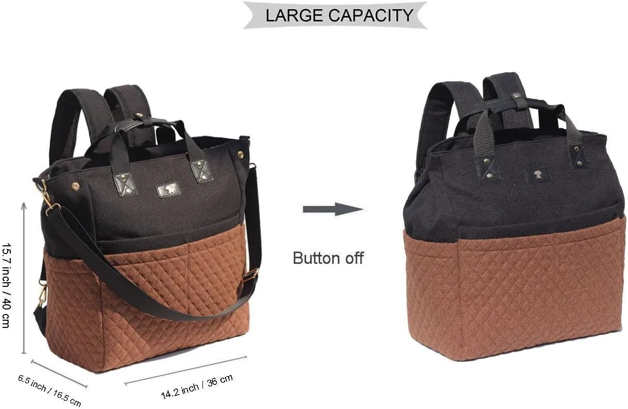 ESVAN Diaper Tote Bag Totepack Backpack Crossbody Bag 3 in 1 for Women Laptop Backpack Multifunctional with Insulated Pockets