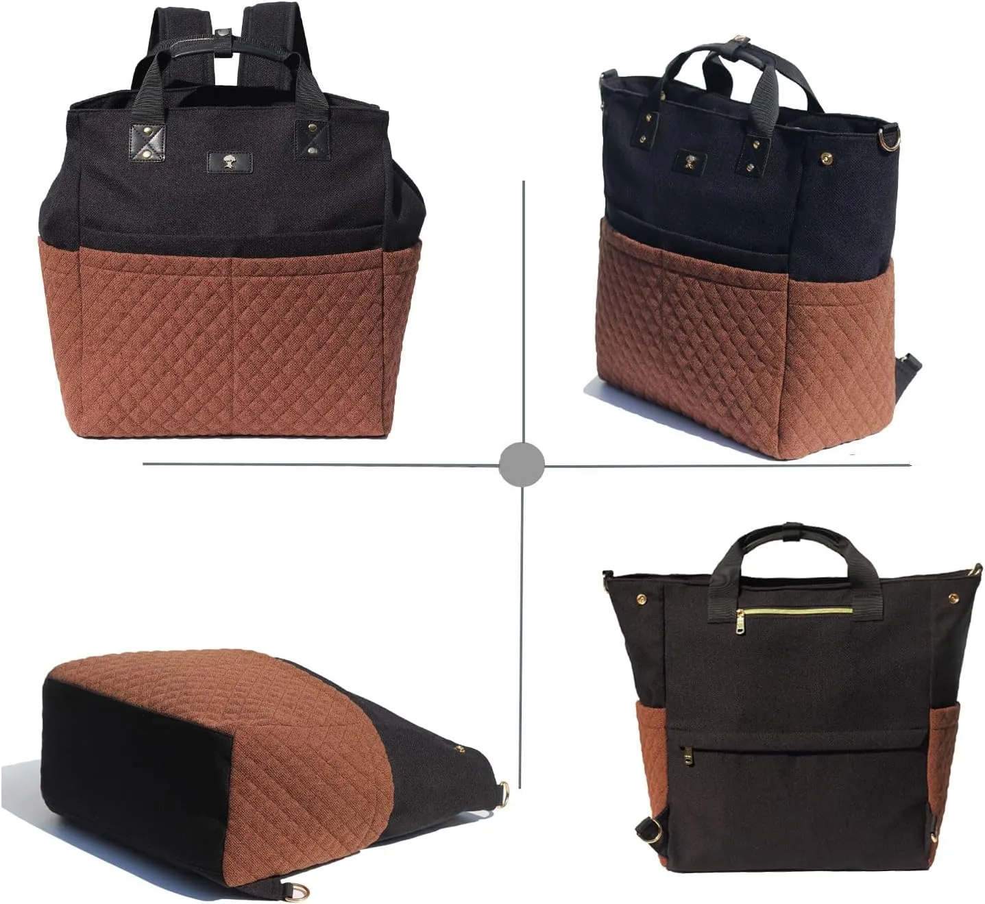 ESVAN Diaper Tote Bag Totepack Backpack Crossbody Bag 3 in 1 for Women Laptop Backpack Multifunctional with Insulated Pockets