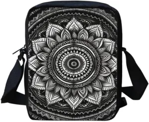 Ethnic Small Wallet Bag for Women Fashion Crossbody Purse Bags Owl Dinosaur Lightweight with Back Zipper Card Slots