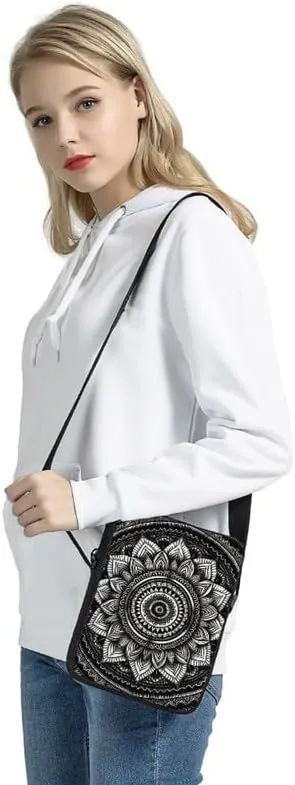 Ethnic Small Wallet Bag for Women Fashion Crossbody Purse Bags Owl Dinosaur Lightweight with Back Zipper Card Slots