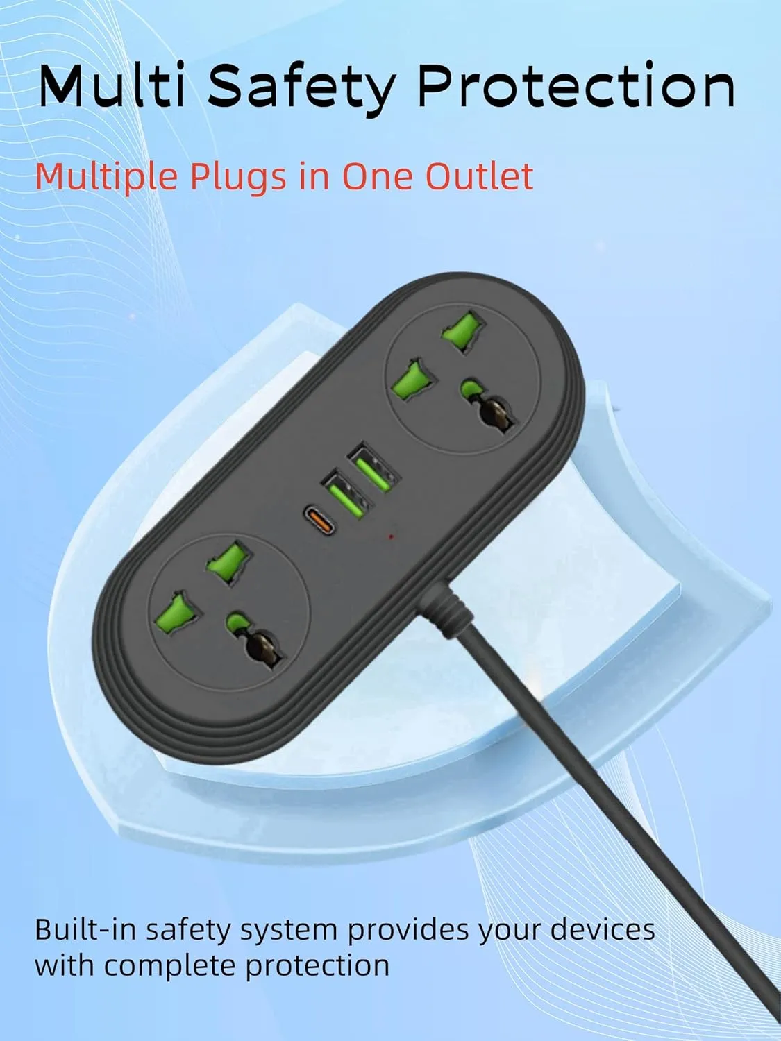 European Travel Plug Adapter, COOFINE Universal Power Strip with 2 AC Outlets, 3 USB Ports (1 USB C), 110-240v, 6ft International Power Adapter with Portable Bag, Overseas Travel Work Must Haves