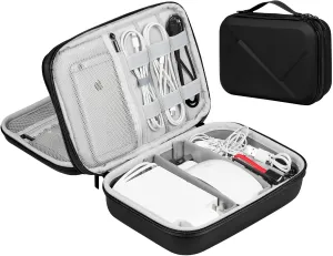 EVA Electronic Accessories Storage Case Large Shockproof Waterproof Storage Bag for Electronics Organizer Portable Cable Storage Bag for Travel or Work (Black, Double Layer)