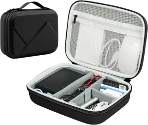 EVA Electronic Accessories Storage Case Large Shockproof Waterproof Storage Bag for Electronics Organizer Portable Cable Storage Bag for Travel or Work (Black, Single Layer)