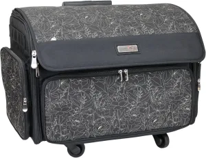 Everything Mary 4 Wheels Collapsible Deluxe Sewing Machine Storage Case, Black - Rolling Trolley Carrying Bag for Brother, Singer