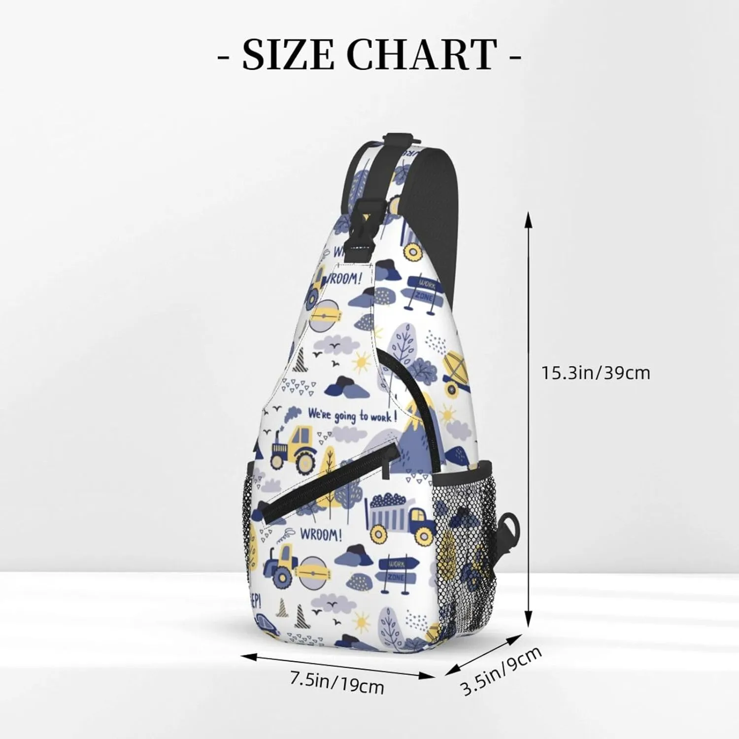 Excavator American Flag Crossbody Bag Adjustable Sling Bag Casual Chest Bags Travel Shoulder Backpack