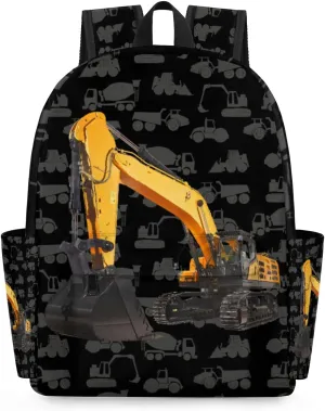 Excavator Truck Kids Backpack for Boys Girls Cool Car Preschool Toddler Backpack Kindergarten Nursery Bookbag Travel Children Lightweight School Bag