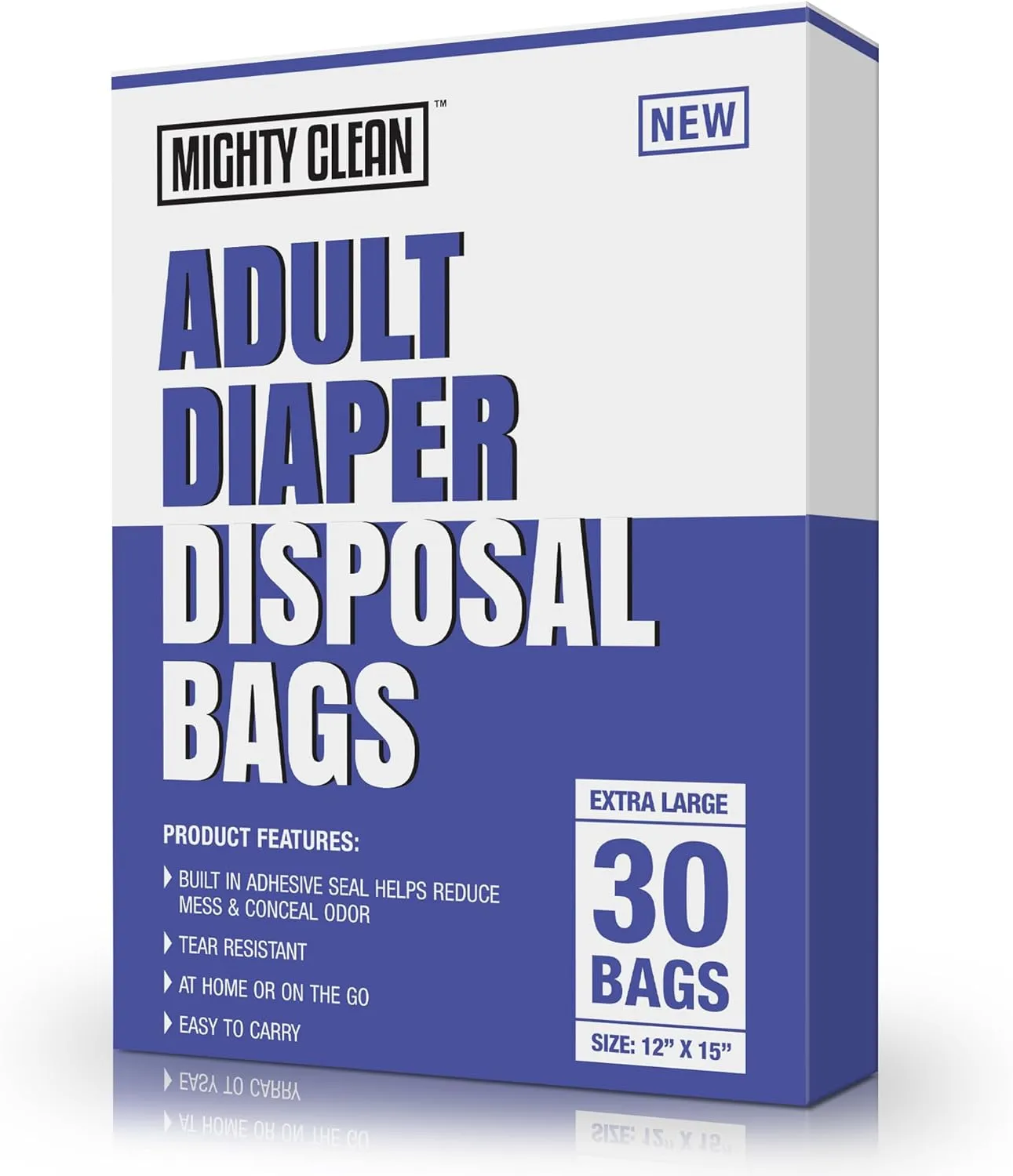 Extra Large Adult Diaper Disposable Bags - 30 Bags | Leak-Proof, Odor Sealing, Tear Resistant | Discreet for Diapers, Incontinence Pads, Sanitary Product Disposal | Durable and Unscented