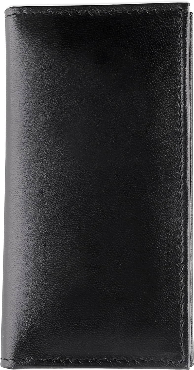 F&L CLASSIC Men's RFID Vintage Look Genuine Leather Long Bifold Wallet Checkbook Wallets,buffalo leather,black,240-01