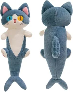FANGYU Cute Plush Shark cat Toy, Cartoon Soft Stuffed Pillow Long Throw Sleeping Pillow,Shark Gifts for Kids (50cm/19.6in)
