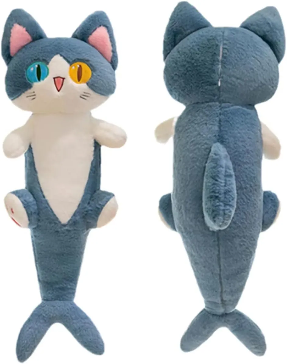 FANGYU Cute Plush Shark cat Toy, Cartoon Soft Stuffed Pillow Long Throw Sleeping Pillow,Shark Gifts for Kids (50cm/19.6in)