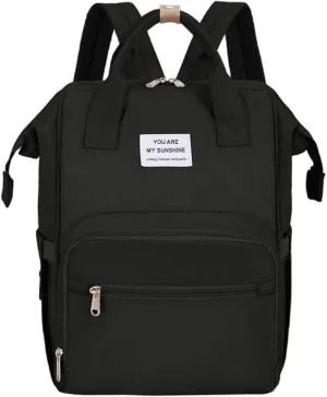 Fashion Diaper Backpack Waterproof Mommy Bag, Large Capacity Diaper Bag Travel Multi-functional Backpack Baby Boy Girl Tote (Black)