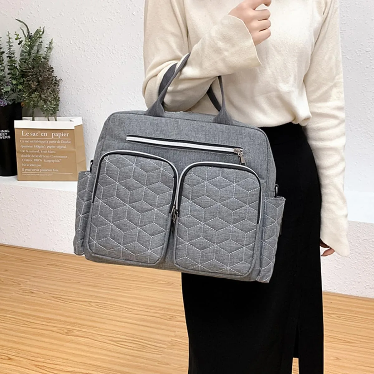 Fashion Lightweight Diaper Bag Tote,Multifunctional Travel Nappy Changing Bag Mummy Bags with Single Shoulder Strap