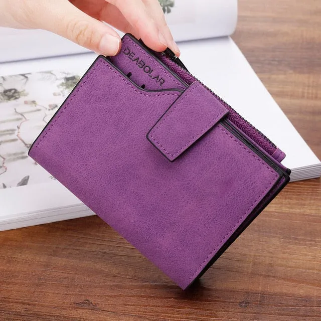 Fashion Small Female Purse short purse Lady Letter Snap Fastener Zipper Short Clutch Wallet Solid Vintage Matte Women Wallet