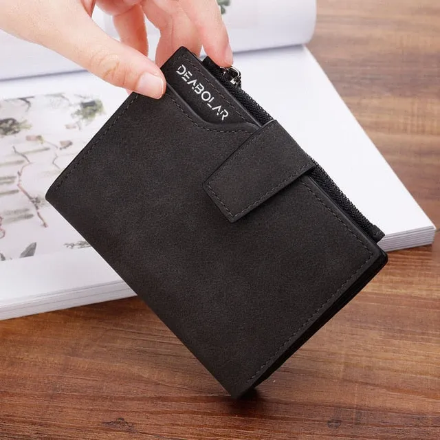 Fashion Small Female Purse short purse Lady Letter Snap Fastener Zipper Short Clutch Wallet Solid Vintage Matte Women Wallet