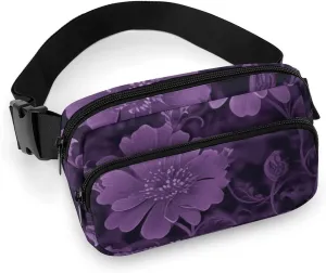 Fashionable Large-capacity Twill Purple Printed Waist Bag, A Must-have Item for Hands-free Travel