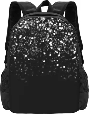 Faux Glitter On Black Lightweight Packable Backpack Travel Casual Large Capacity Daypack Foldable Backpack For Men Women