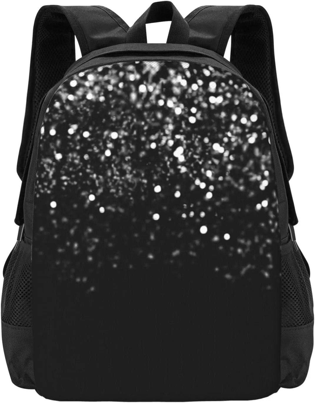 Faux Glitter On Black Lightweight Packable Backpack Travel Casual Large Capacity Daypack Foldable Backpack For Men Women