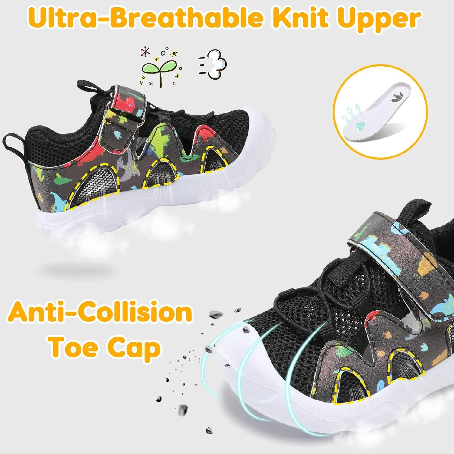 FEETCITY Wide Toddler Shoes Slip on Sneakers Boys Girls Toddler Tennis Shoes Sports Shoes Walking Shoes