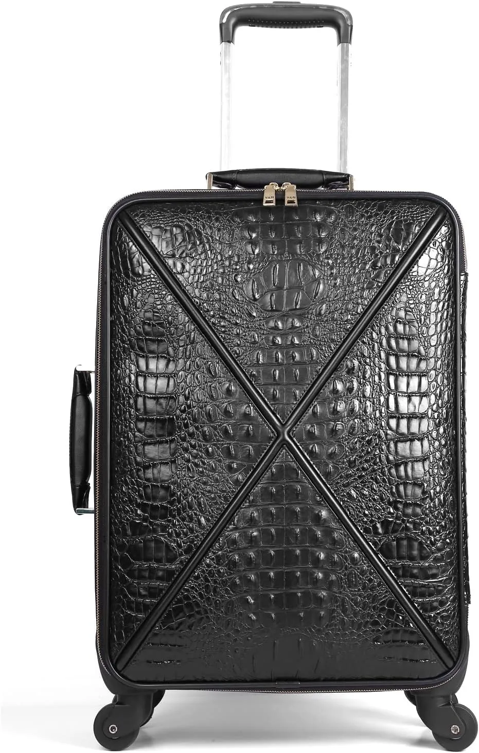 feilario Croco trolly luggage with spinner wheel softside suitcase lightweight checked bag