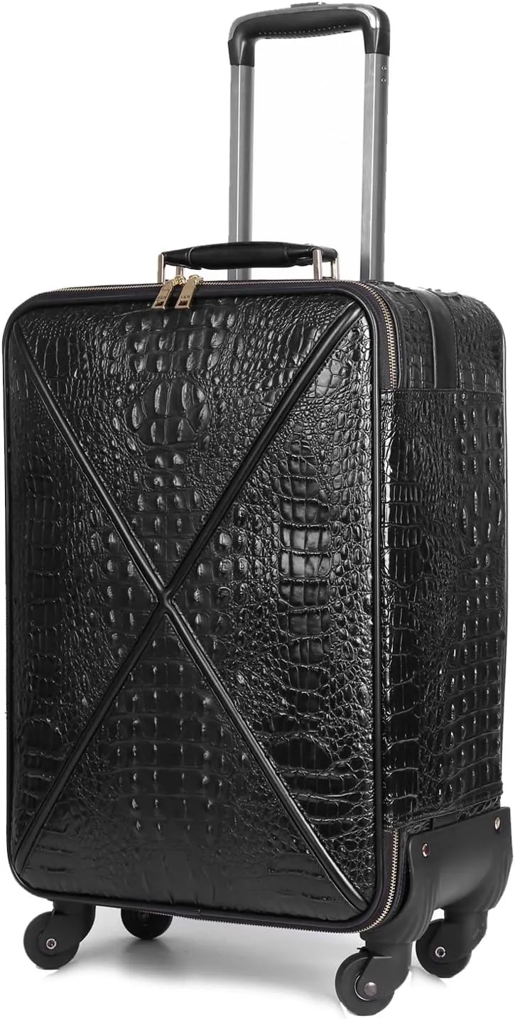 feilario Croco trolly luggage with spinner wheel softside suitcase lightweight checked bag