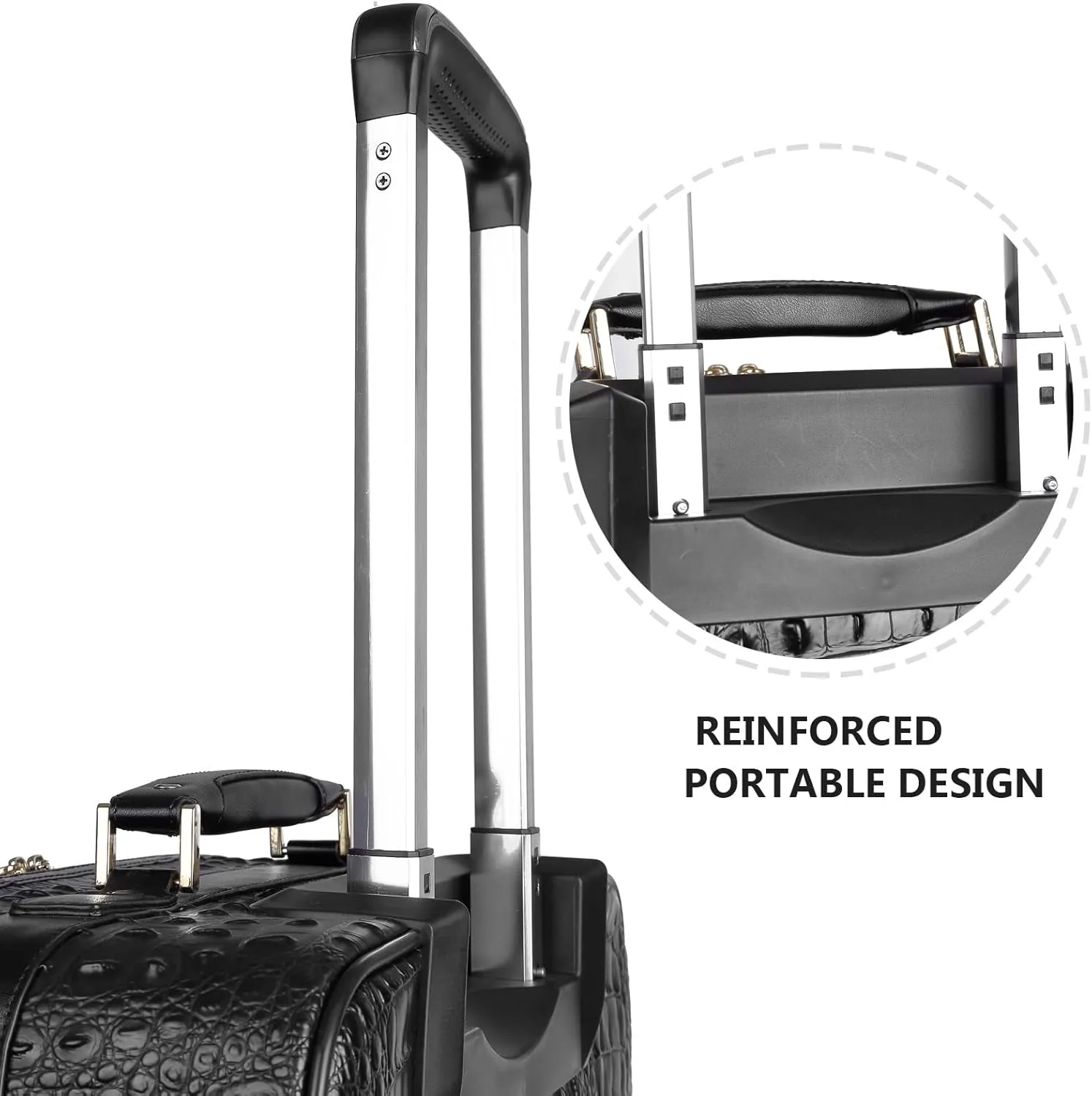 feilario Croco trolly luggage with spinner wheel softside suitcase lightweight checked bag