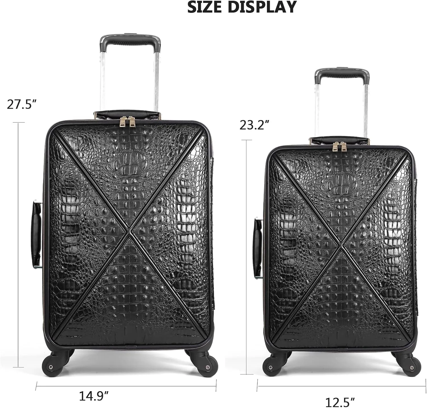 feilario Croco trolly luggage with spinner wheel softside suitcase lightweight checked bag