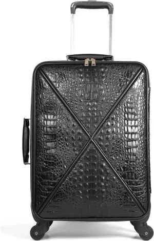 feilario Croco trolly luggage with spinner wheel softside suitcase lightweight checked bag