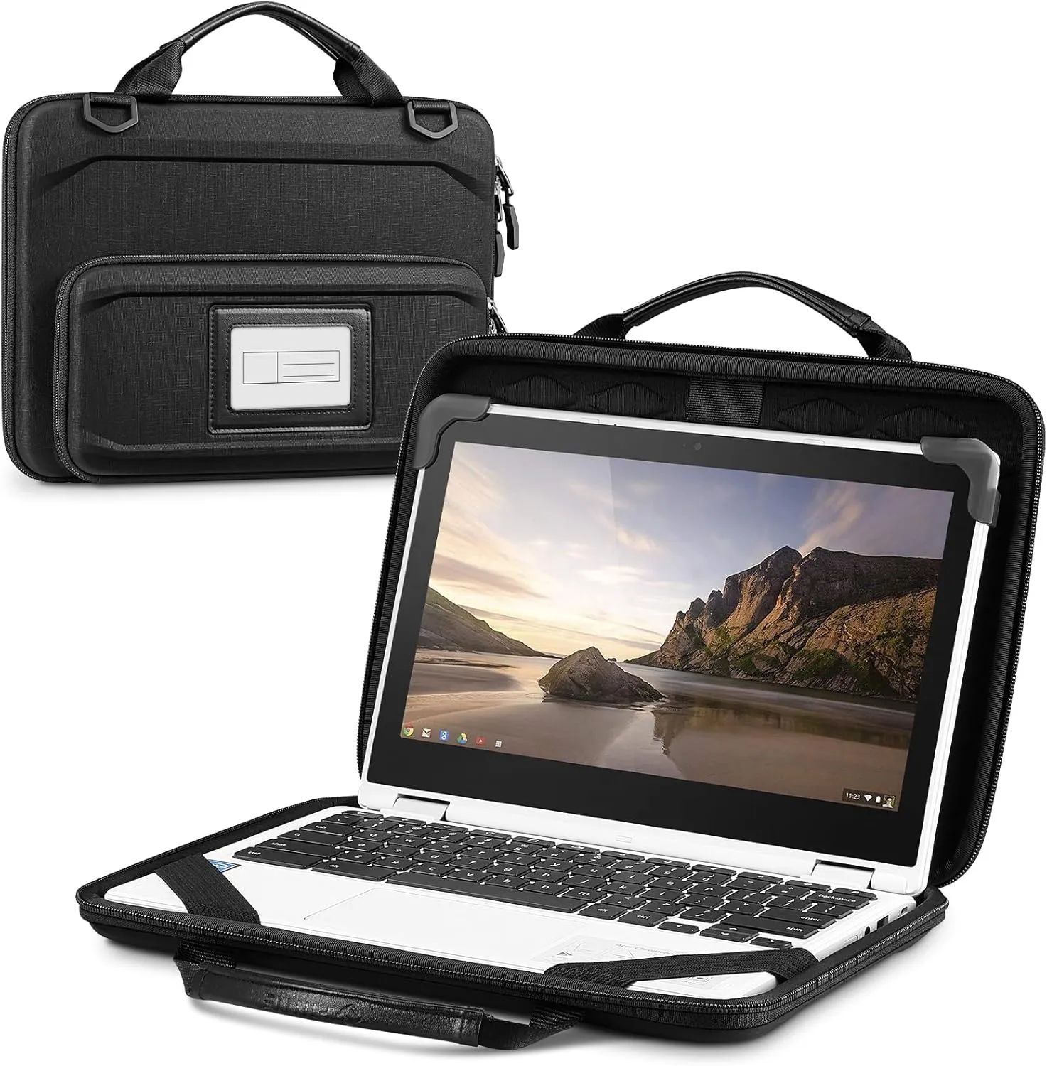 Fintie 11.6 Inch Chromebook Sleeve Case - Protective Briefcase Shoulder Bag with Accessory Pouch and ID Card Slot for Up to 11.6" Lenovo Samsung Microsoft ASUS Dell Acer HP Laptop Notebook (Black)