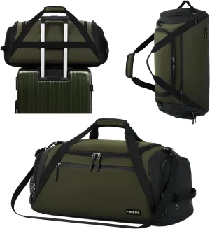 FIORETTO 43L Mens Sports Gym Bag with Wet Pocket & Shoe Compartment, Travel Duffle Bag Overnight Bag with Padded Shoulder Strap, Holdall for Swimming, Basketball, Football Army Green