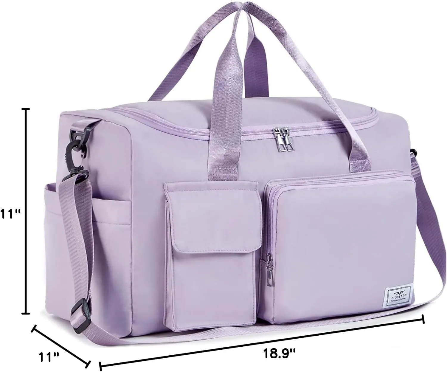 FIORETTO Women's Gym Duffle Bag with Shoes Compartment, 37L Capacity, Ideal for Travel, Gym, Sports, Duffel, Weekender