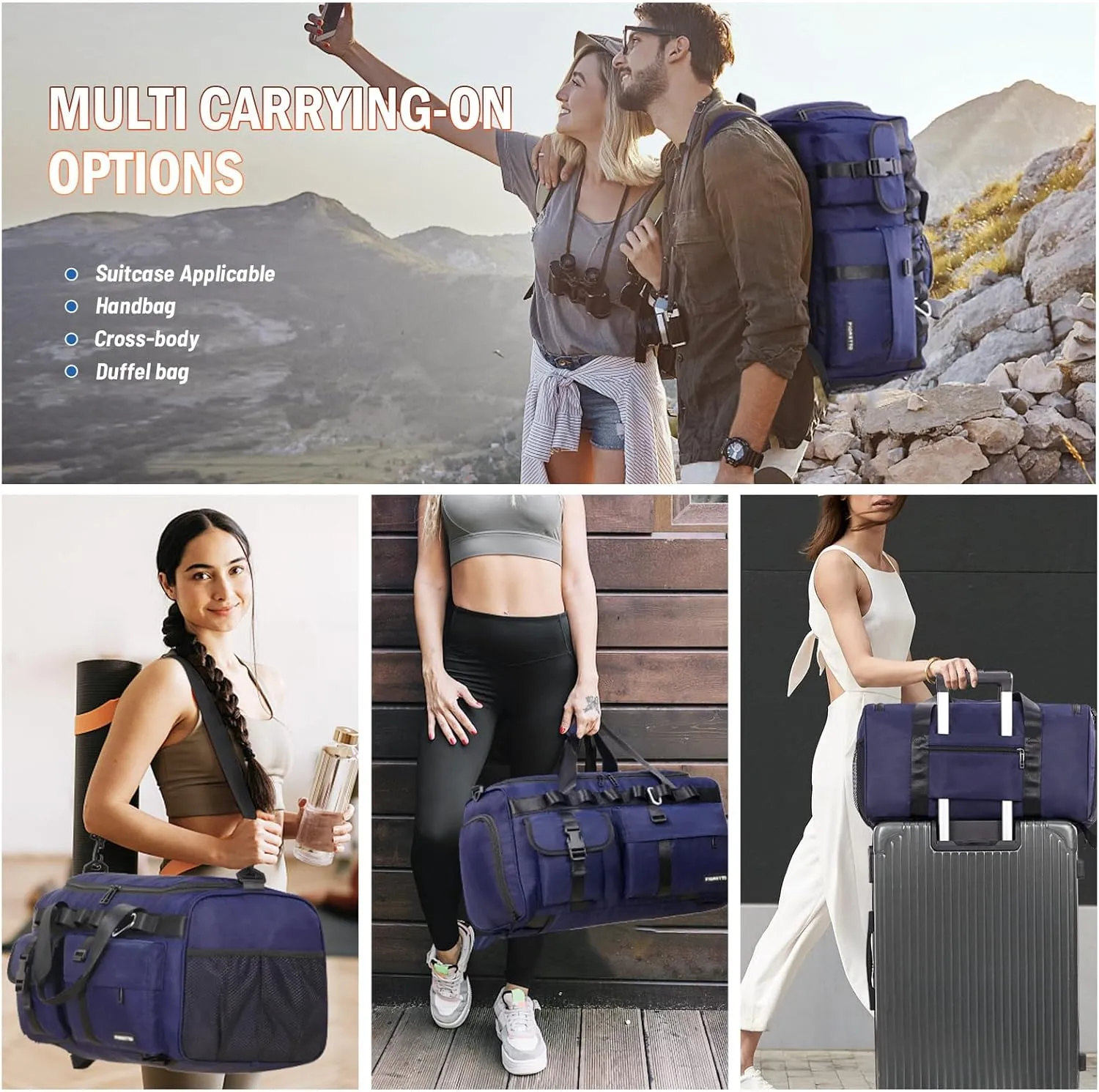 FIORETTO Women's Gym Duffle Bag with Shoes Compartment, 37L Capacity, Ideal for Travel, Gym, Sports, Duffel, Weekender