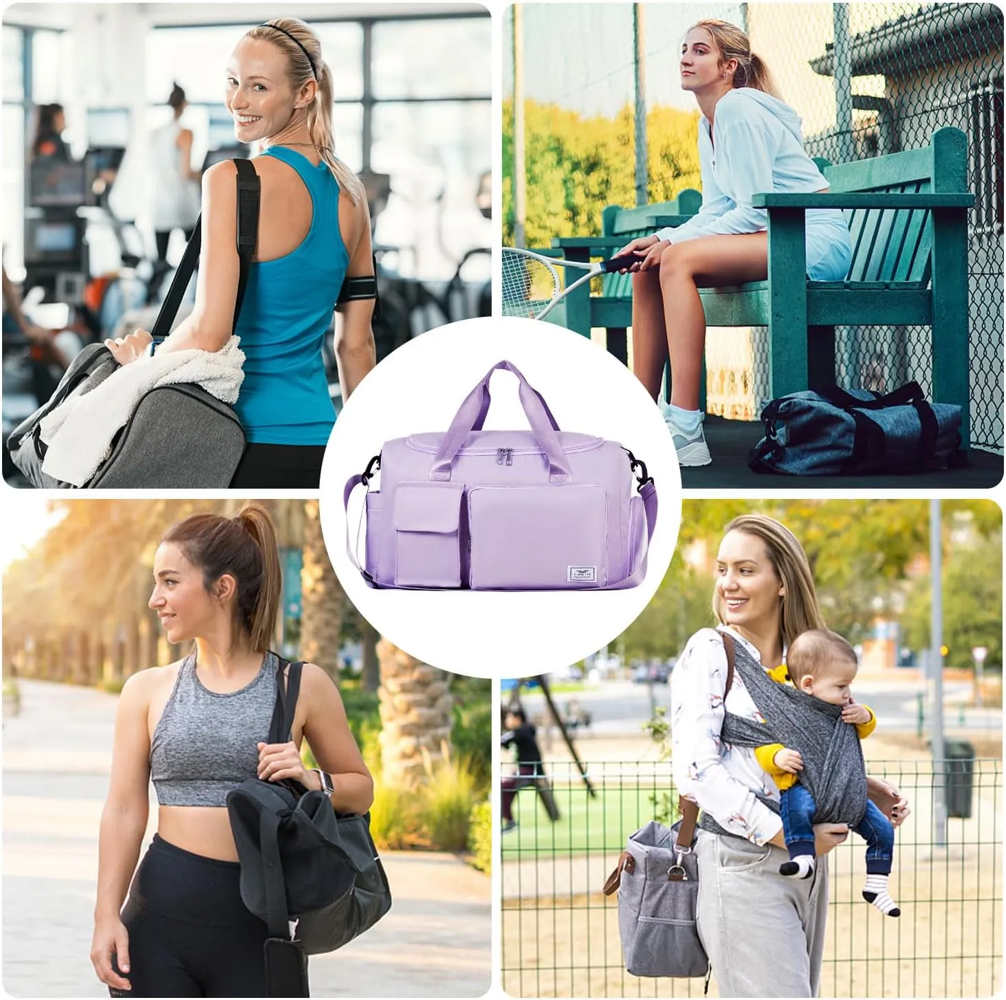 FIORETTO Women's Gym Duffle Bag with Shoes Compartment, 37L Capacity, Ideal for Travel, Gym, Sports, Duffel, Weekender