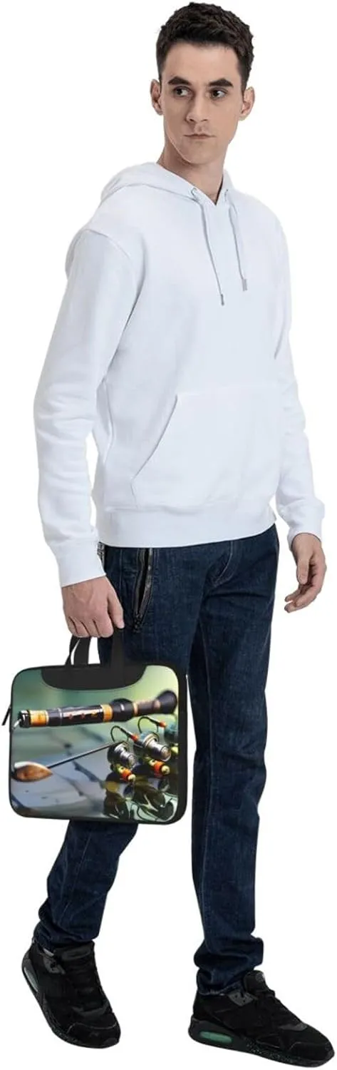 Fishing Rod Laptop Bag 15.6 Inch, Business Briefcase Gifts For Men Women, Messenger Shoulder Bag With Strap