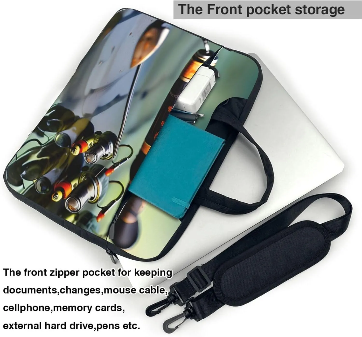 Fishing Rod Laptop Bag 15.6 Inch, Business Briefcase Gifts For Men Women, Messenger Shoulder Bag With Strap