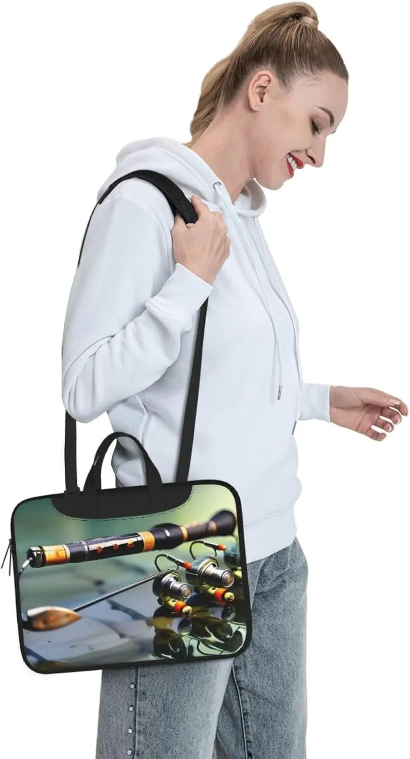 Fishing Rod Laptop Bag 15.6 Inch, Business Briefcase Gifts For Men Women, Messenger Shoulder Bag With Strap