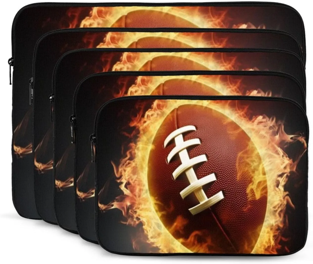 Flaming American Football Laptop Case 13 inch, Shockproof Protective Computer Sleeve Cover Water Resistant Laptop Bag Carrying Tablet Cover Briefcase Handbags Gifts for Men Women