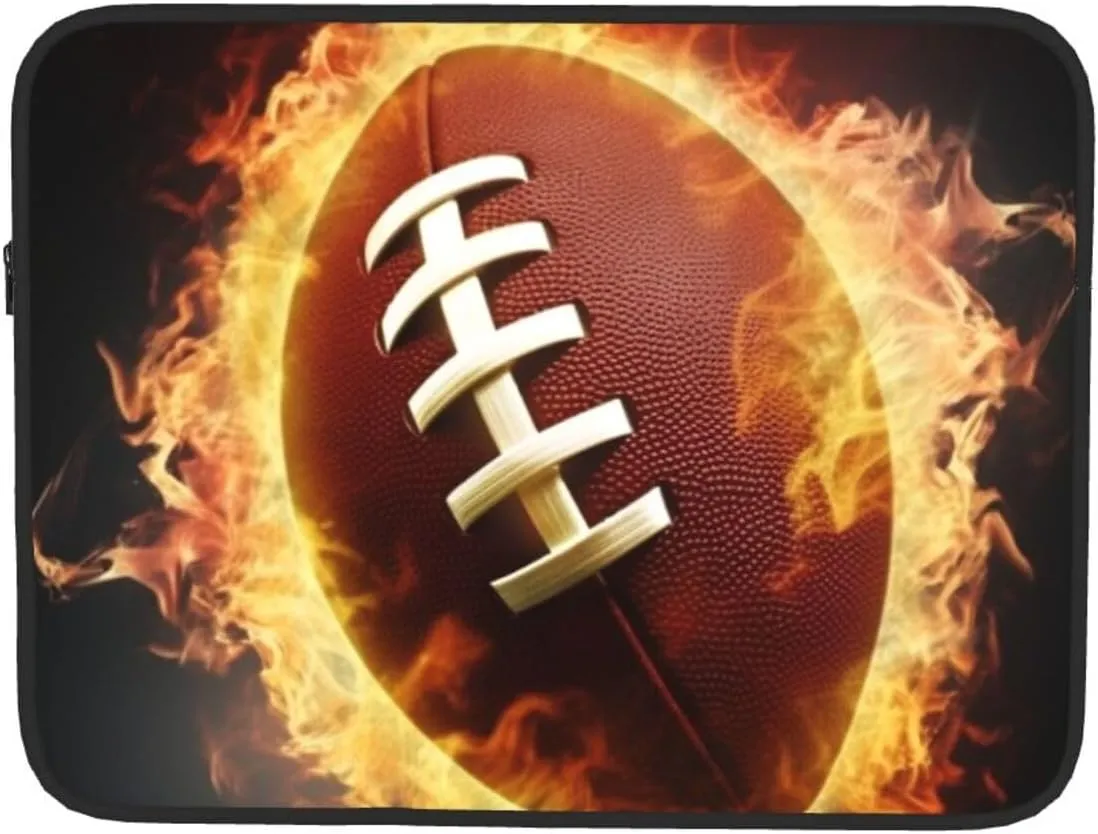 Flaming American Football Laptop Case 13 inch, Shockproof Protective Computer Sleeve Cover Water Resistant Laptop Bag Carrying Tablet Cover Briefcase Handbags Gifts for Men Women